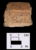 Gravel-tempered sherd, exterior (left) and interior (right), indeterminate vessel. Delaware site 7K-E-78.